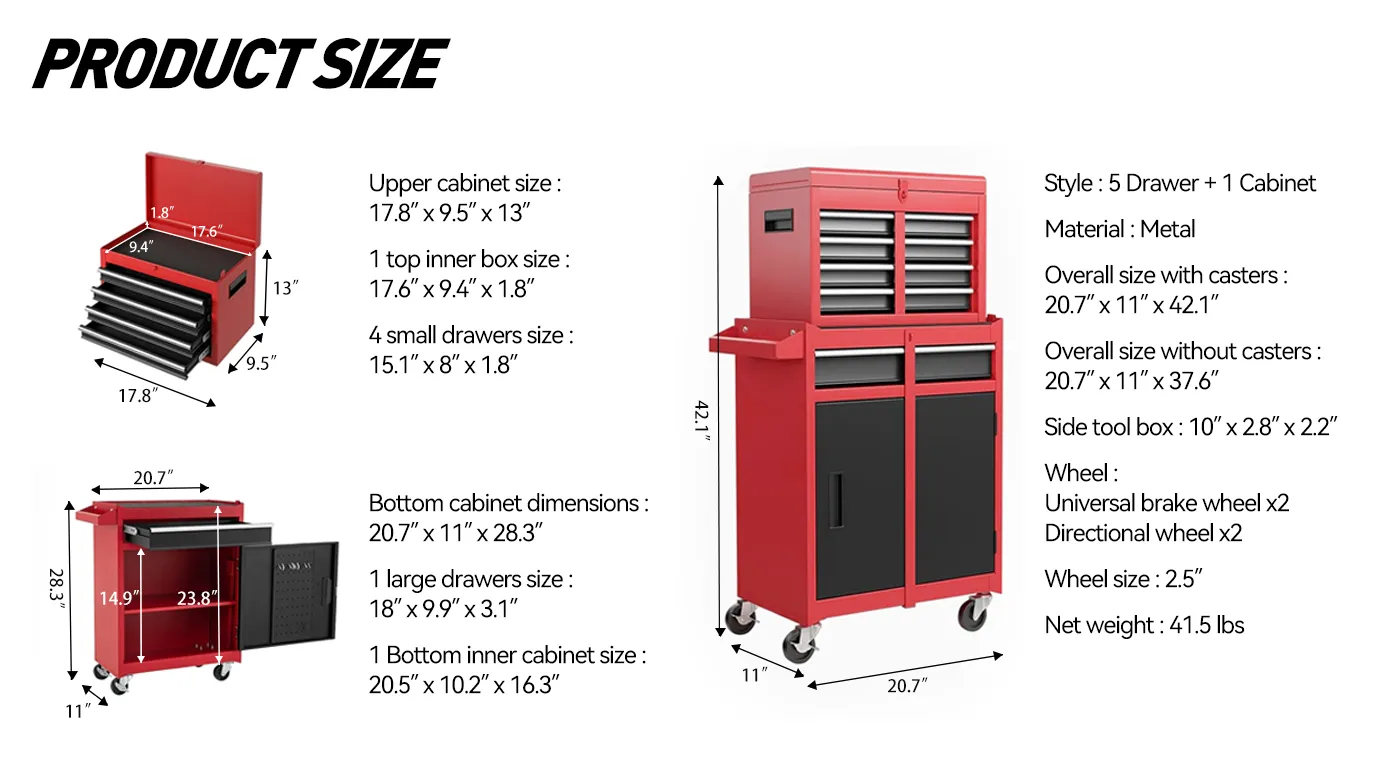 Ultimate Pro-Grade Tool Storage Solution | 5-Drawer Heavy-Duty Rolling Chest with Quick-Release Portable Toolbox & Locking Casters for Ultimate Stability & Mobility第1张 Ultimate Pro-Grade Tool Storage Solution | 5-Drawer Heavy-Duty Rolling Chest with Quick-Release Portable Toolbox & Locking Casters for Ultimate Stability & Mobility第1张