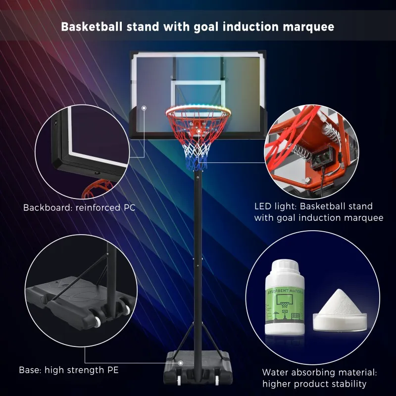 LED B-ball Hoop 4.8-10ft Adjustable | Waterproof Night Play System | Ultimate Dad & Kid Gift第2张 LED B-ball Hoop 4.8-10ft Adjustable | Waterproof Night Play System | Ultimate Dad & Kid Gift第2张